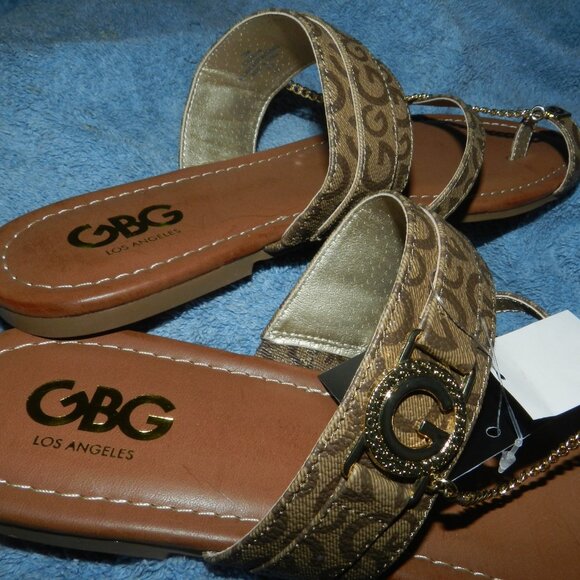 GBG Los Angeles Leather G Buckle Logo Toe ring Slide Sandals🆕FAST😮‍💨⚡🚚 - Picture 9 of 16